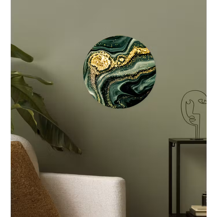 Marmer - Goud - Glitter - Groen - Marmerlook - Luxe Wandcirkel behangsticker klein -sfeer2