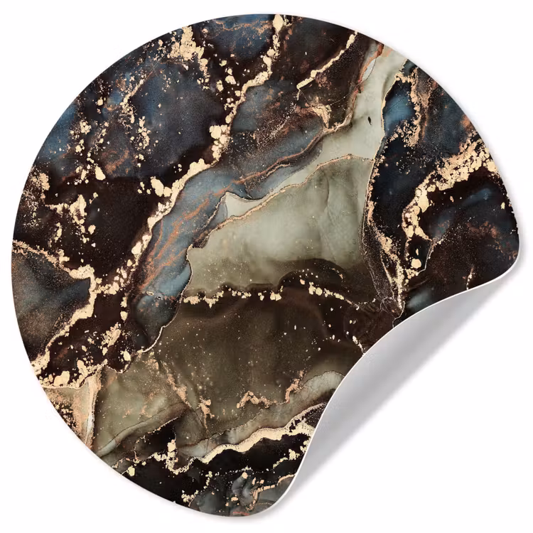 Marmer - Goud - Groen Wandcirkel behangsticker klein -3d
