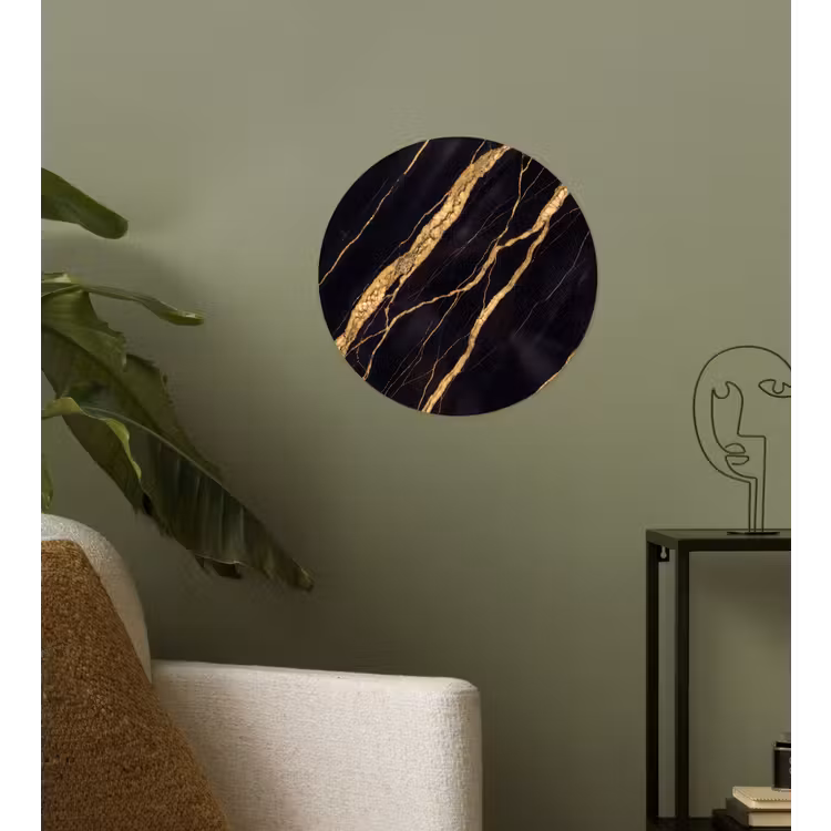 Marmer - Goud - Textuur - Abstract - Zwart Wandcirkel behangsticker klein -sfeer2