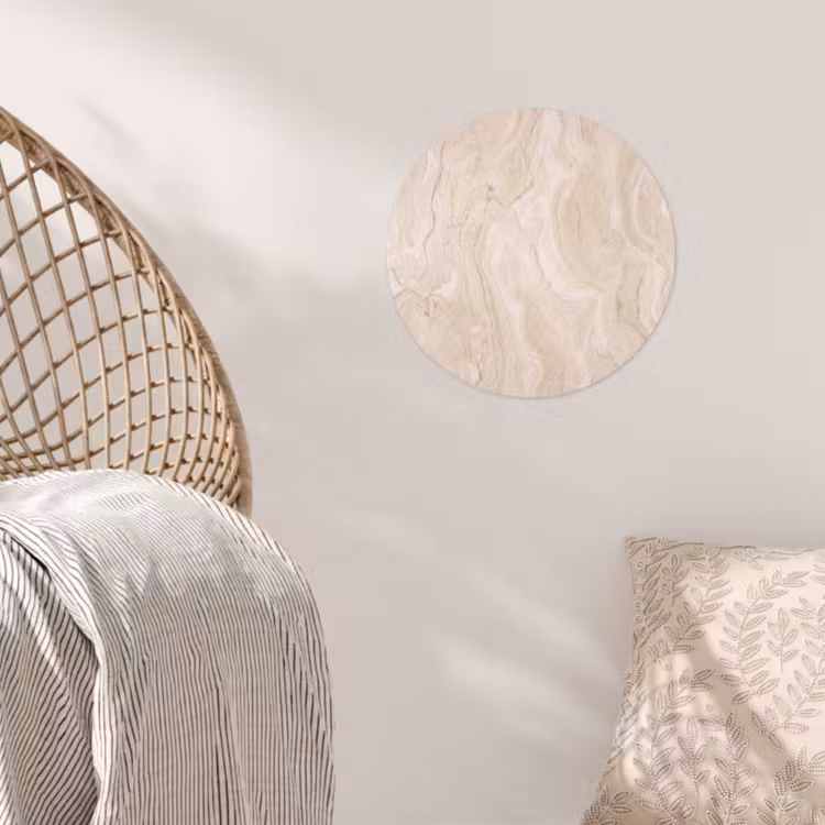 Marmer - Patroon - Beige - Steen - Abstract Wandcirkel behangsticker klein -sfeer4
