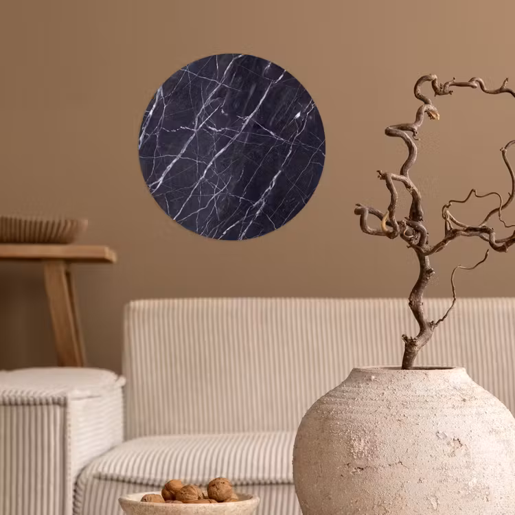 Marmer - Patroon - Modern - Zwart - Wit Wandcirkel behangsticker klein -sfeer1