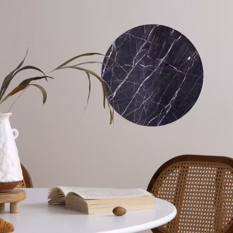 Marmer - Patroon - Modern - Zwart - Wit Wandcirkel behangsticker klein -sfeer3