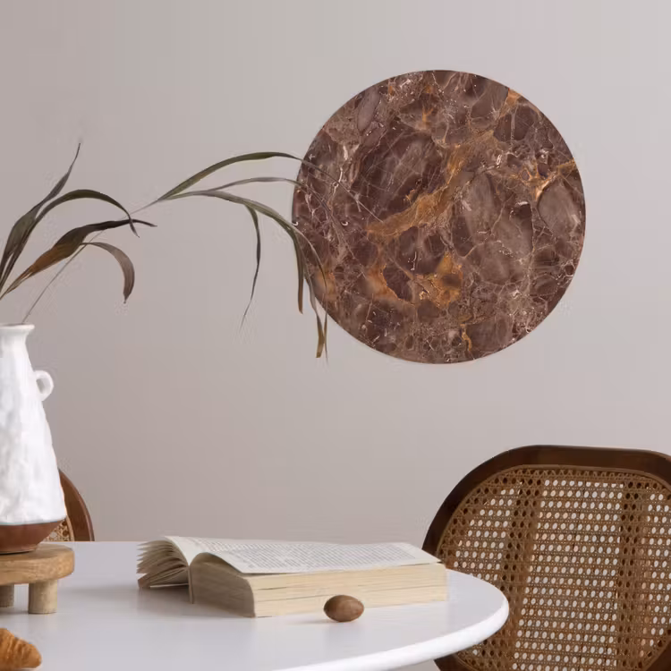 Marmer - Patroon - Natuur - Bruin - Goud Wandcirkel behangsticker klein -sfeer3