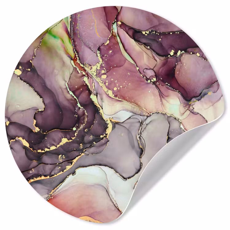 Marmer - Rood - Paars - Goud Wandcirkel behangsticker klein -3d