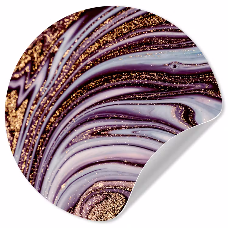Marmer - Roze - Goud - Glitter - Marmerlook - Luxe Wandcirkel behangsticker klein -3d