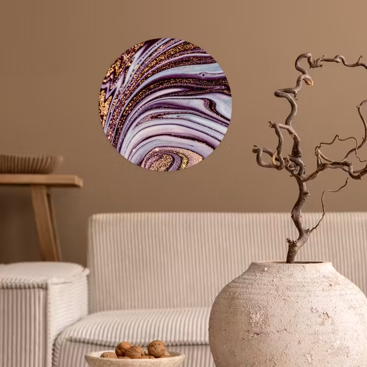Marmer - Roze - Goud - Glitter - Marmerlook - Luxe Wandcirkel behangsticker klein -sfeer1