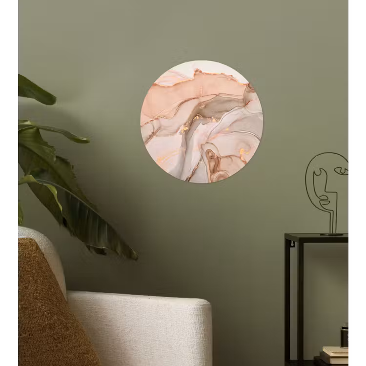Marmer - Roze - Rosé Wandcirkel behangsticker klein -sfeer2