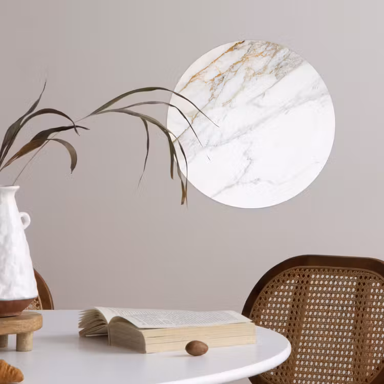 Marmer - Steen - Wit - Goud - Marmerlook - Steen - Luxe Wandcirkel behangsticker klein -sfeer3