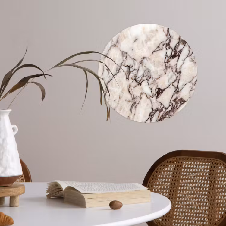 Marmer - Textuur - Abstract - Wit - Bruin Wandcirkel behangsticker klein -sfeer3
