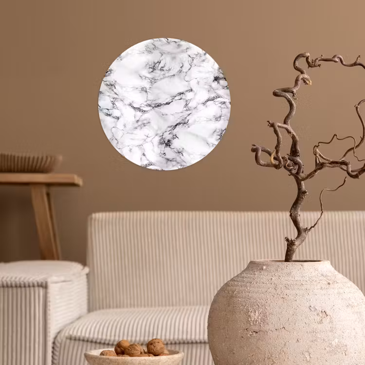 Marmer - Zwart - Dramatisch - Wit Wandcirkel behangsticker klein 186 -sfeer1