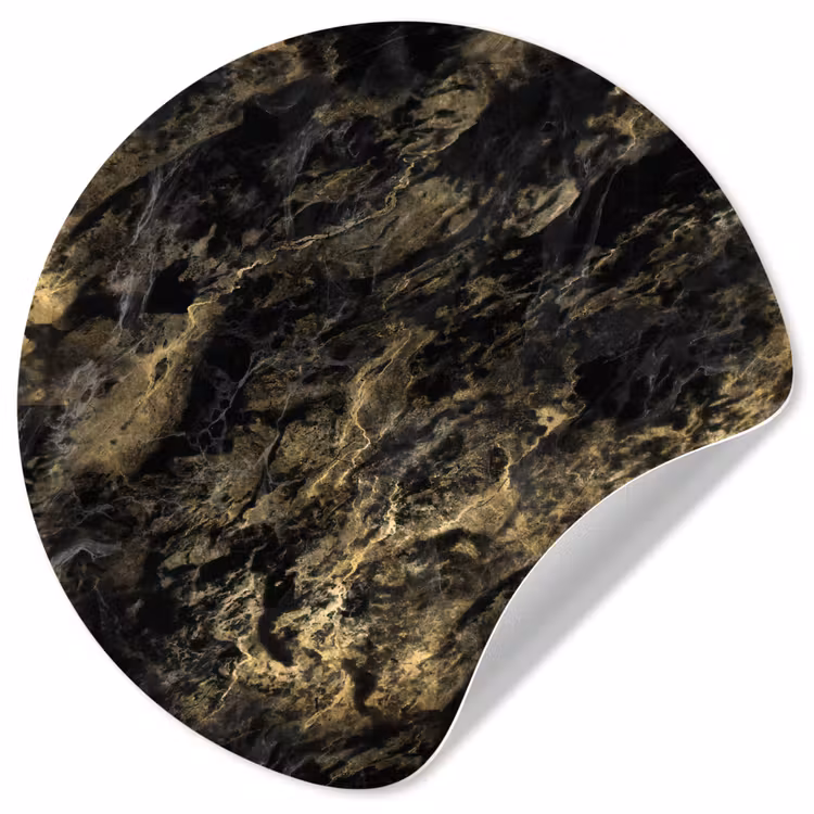 Marmer - Zwart - Goud Wandcirkel behangsticker klein 186 -3d