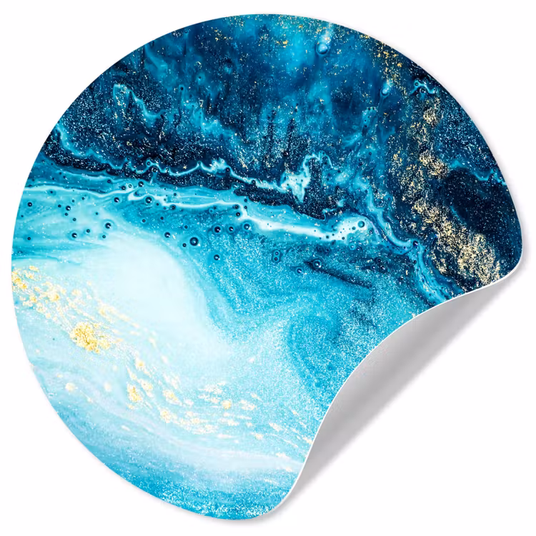 Marmerlook - Blauw - Goud - Luxe - Glitter - Marmer Wandcirkel behangsticker klein -3d