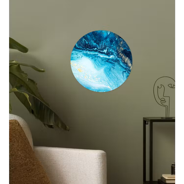 Marmerlook - Blauw - Goud - Luxe - Glitter - Marmer Wandcirkel behangsticker klein -sfeer2