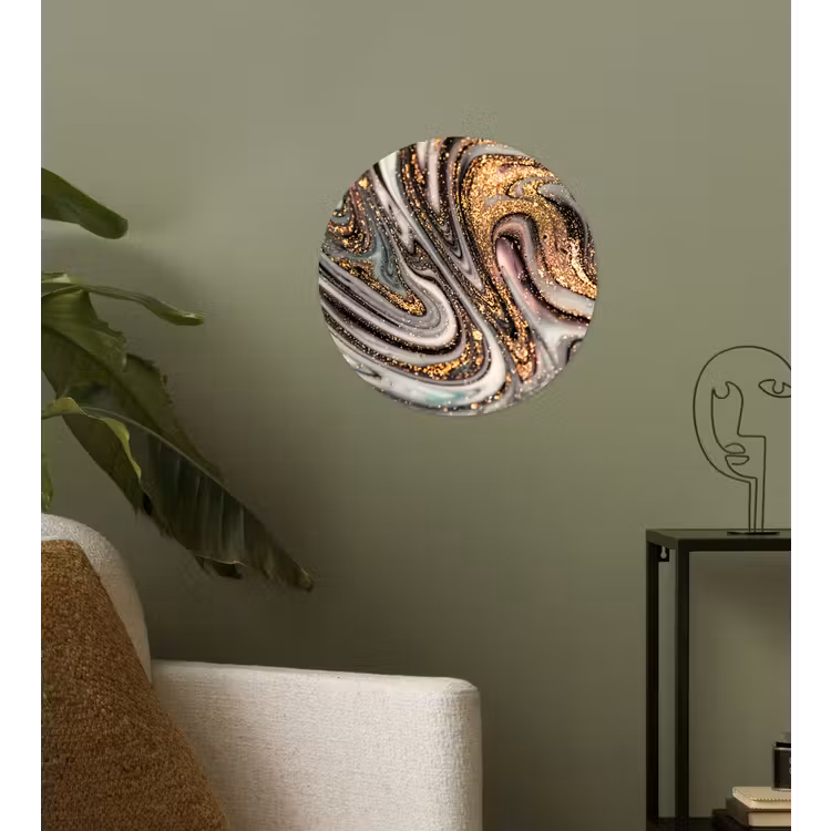 Marmerlook - Goud - Glitter - Luxe - Marmer - Wit Wandcirkel behangsticker klein -sfeer2