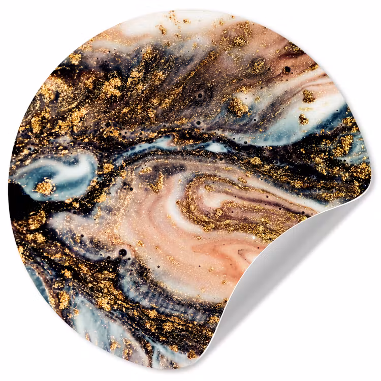 Marmerlook - Goud - Zwart - Glitter - Chic Wandcirkel behangsticker klein -3d