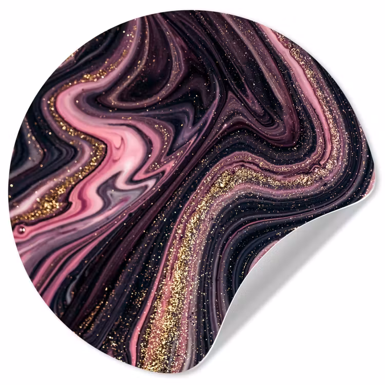Marmerlook - Roze - Paars - Goud - Luxe - Marmer Wandcirkel behangsticker klein -3d