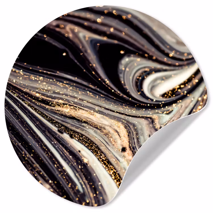 Marmerlook - Zwart - Goud - Wit - Glitter - Marmer Wandcirkel behangsticker klein -3d