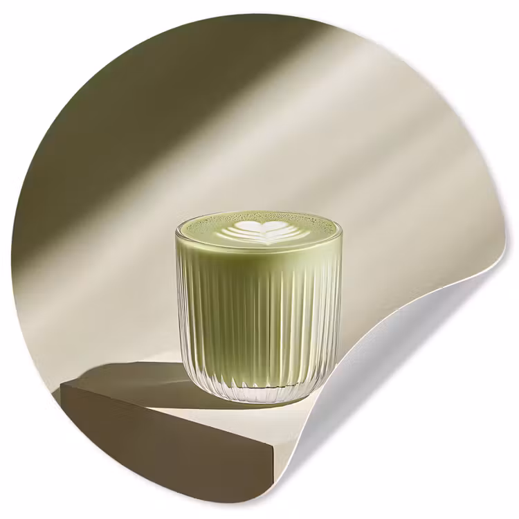 Matcha - Glas - Groen - Minimalistisch Wandcirkel behangsticker klein -3d