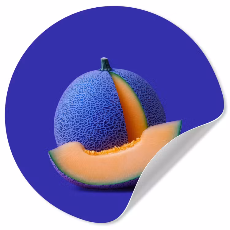 Meloen - Blauw - Oranje - Kunstzinnig Wandcirkel behangsticker klein -3d