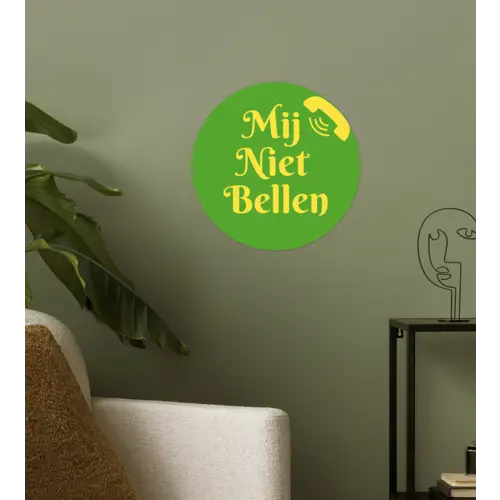 Mij niet bellen - Telefoon - Groen Wandcirkel behangsticker klein -sfeer2