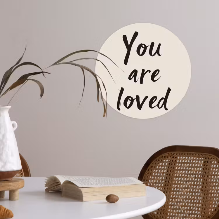 Minimalistisch - Beige - Love Wandcirkel behangsticker klein -sfeer3