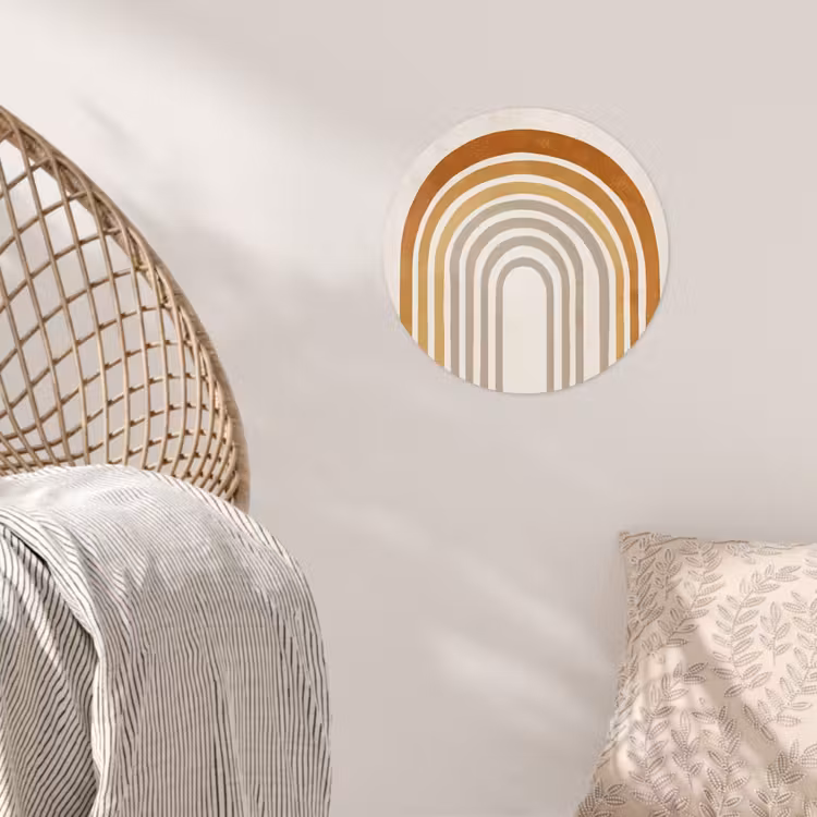 Minimalistisch - Boog - Lijnen - Beige Wandcirkel behangsticker klein -sfeer4