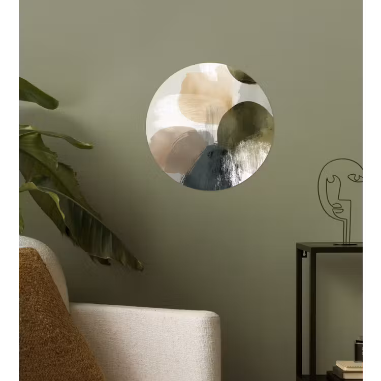 Minimalistisch - Cirkels - Penseelstreken - Beige Wandcirkel behangsticker klein -sfeer2