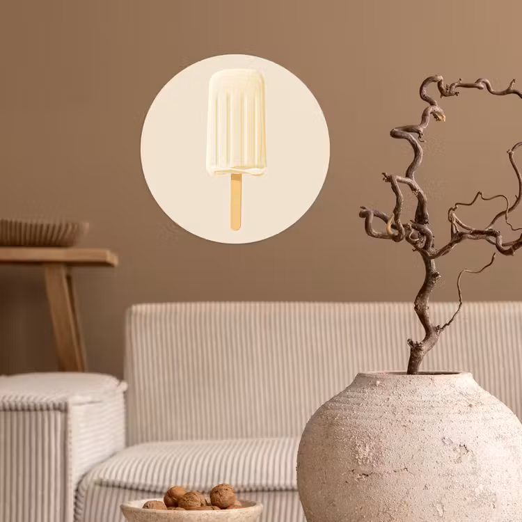 Minimalistisch - Waterijsje - Stokje - Beige Wandcirkel behangsticker klein -sfeer1
