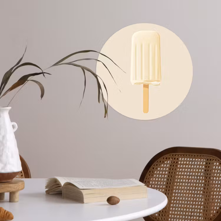 Minimalistisch - Waterijsje - Stokje - Beige Wandcirkel behangsticker klein -sfeer3