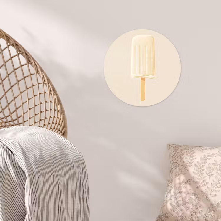 Minimalistisch - Waterijsje - Stokje - Beige Wandcirkel behangsticker klein -sfeer4