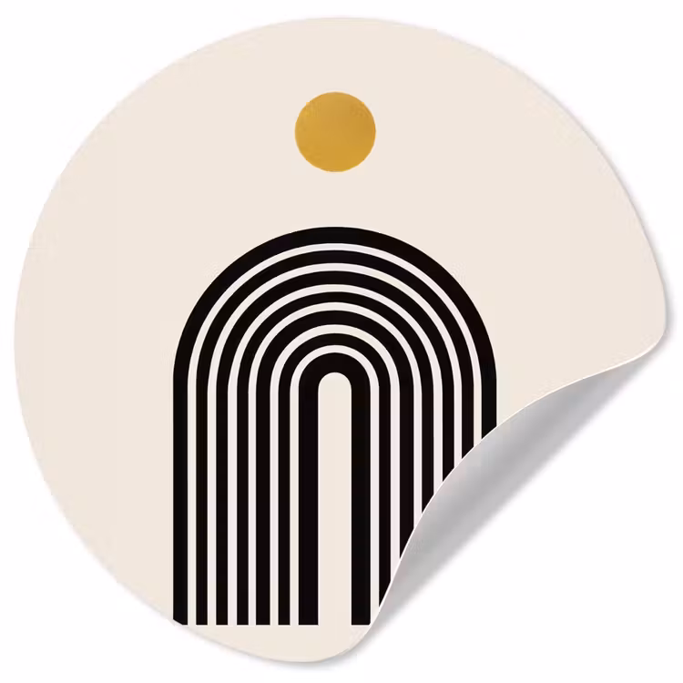 Minimalistisch - Zwarte boog - Gouden cirkel Wandcirkel behangsticker klein -3d