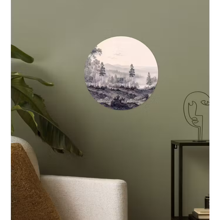 Mistig - Berglandschap - Illustratie Wandcirkel behangsticker klein -sfeer2