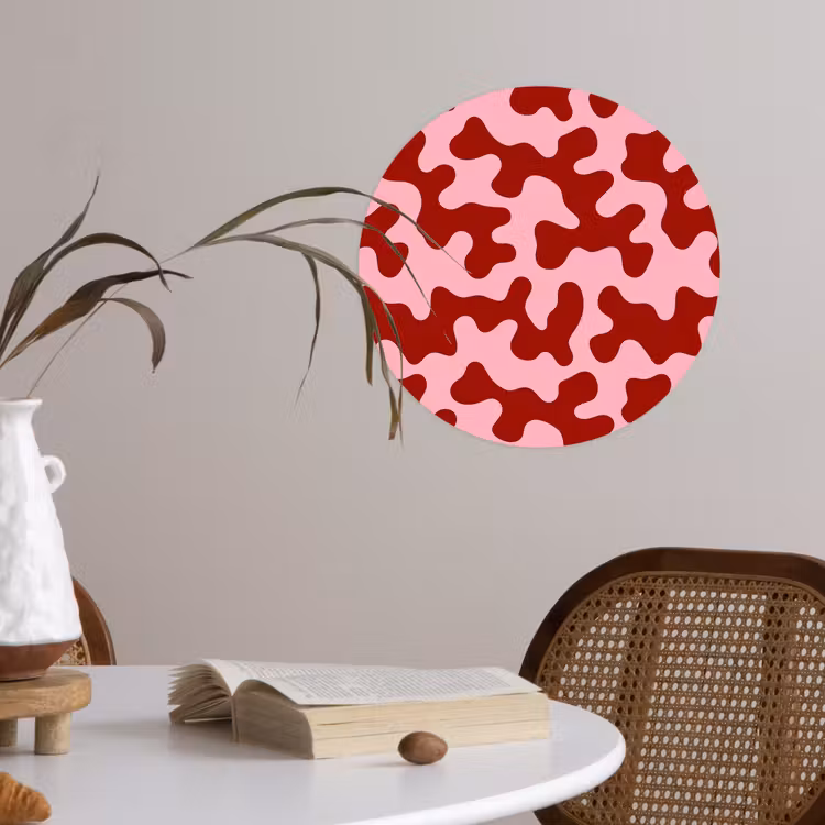 Modern - Abstract - Rood Wandcirkel behangsticker klein 186 -sfeer3