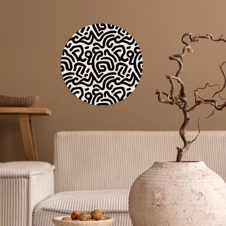 Modern - Abstract - Zwart Wandcirkel behangsticker klein 186 -sfeer1