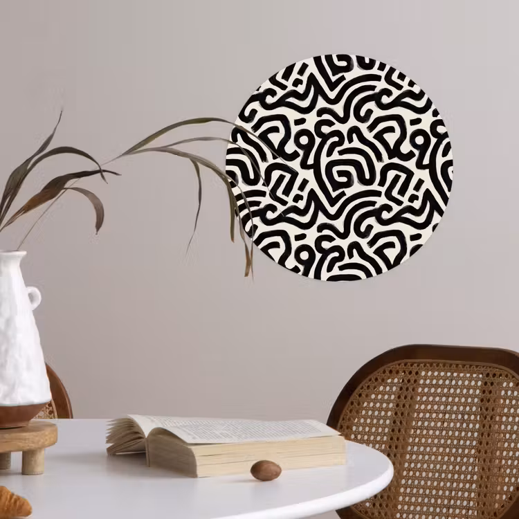 Modern - Abstract - Zwart Wandcirkel behangsticker klein 186 -sfeer3