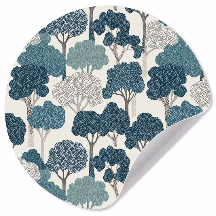 Modern - Bomen - Bos - Patroon - Blauw Wandcirkel behangsticker klein 186 -3d