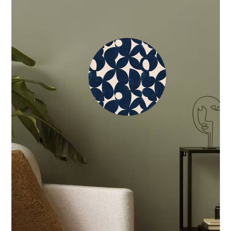 Modern - Geometrisch - Blauw Wandcirkel behangsticker klein 186 -sfeer2