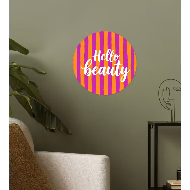 Modern - Hello - Oranje Wandcirkel behangsticker klein -sfeer2