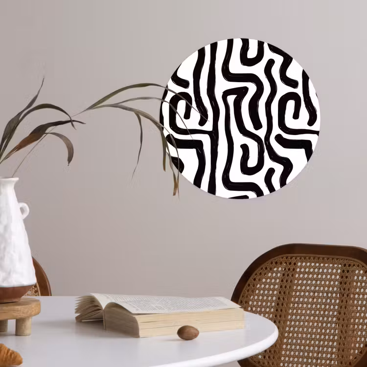 Modern - Lijnen - Zwart Wandcirkel behangsticker klein 186 -sfeer3