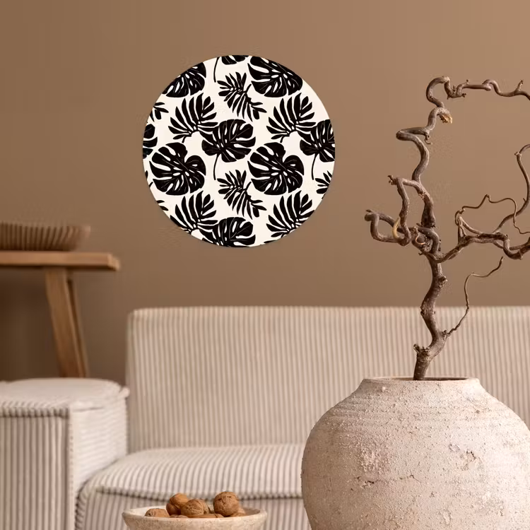 Modern - Monstera - Zwart Wandcirkel behangsticker klein 186 -sfeer1