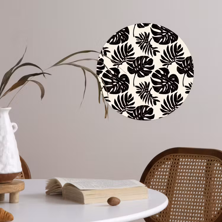 Modern - Monstera - Zwart Wandcirkel behangsticker klein 186 -sfeer3