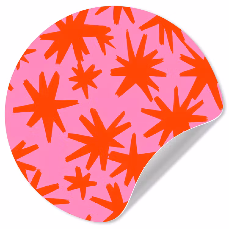 Modern - Sterren - Roze Wandcirkel behangsticker klein 186 -3d
