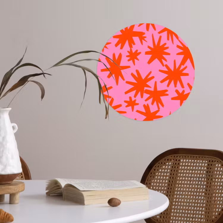 Modern - Sterren - Roze Wandcirkel behangsticker klein 186 -sfeer3