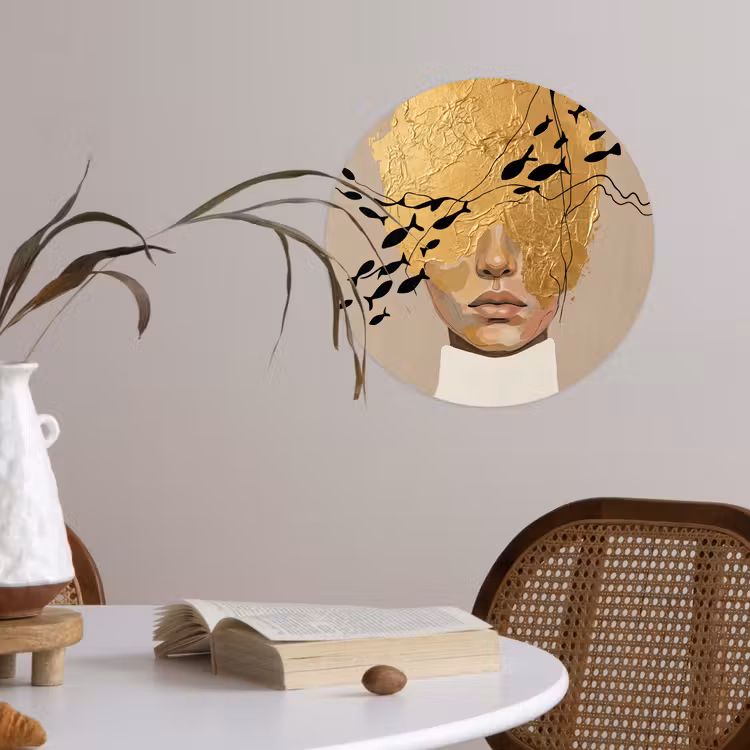 Modern - Vrouw - Goud Wandcirkel behangsticker klein -sfeer3