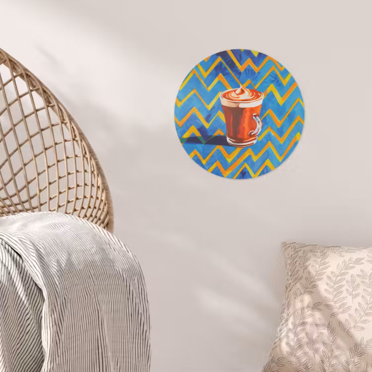 Mok - Koffie - Zigzag - Slagroom Wandcirkel behangsticker klein -sfeer4