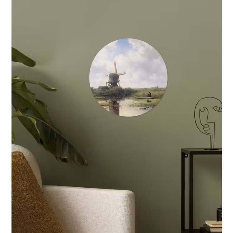 Molen - Willem Roelofs - Oude meesters - Kunst Wandcirkel behangsticker klein -sfeer2
