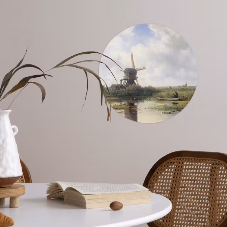 Molen - Willem Roelofs - Oude meesters - Kunst Wandcirkel behangsticker klein -sfeer3