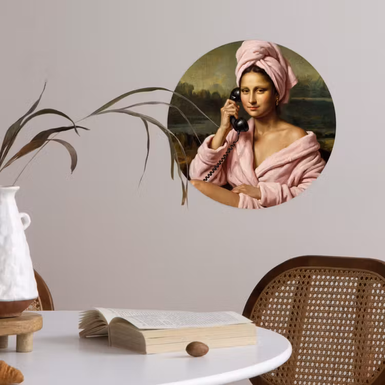 Mona - Klassiek - Roze Wandcirkel behangsticker klein -sfeer3