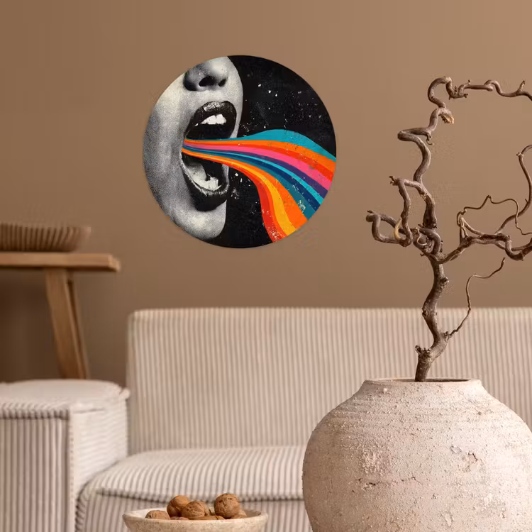 Mond - Golven - Regenboog Wandcirkel behangsticker klein -sfeer1