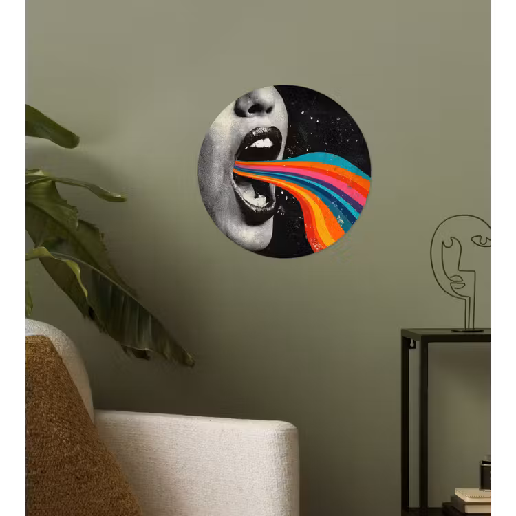 Mond - Golven - Regenboog Wandcirkel behangsticker klein -sfeer2